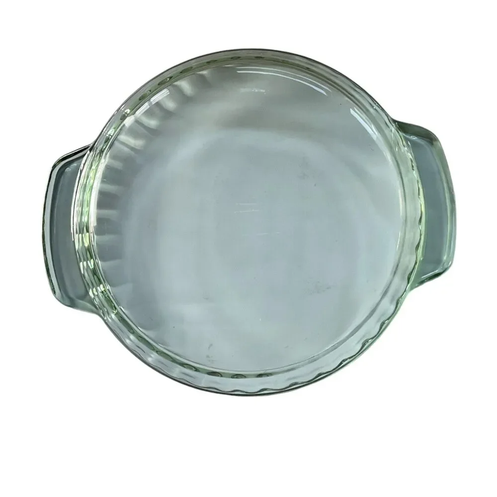 Martha Stewart Everyday MSE‎ Green Glass Ribbed Pie Plate Dish 9 inch Round 1QT